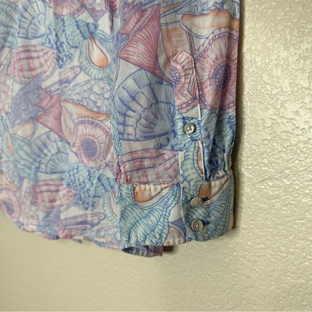 Talbots Seashells Print Long Sleeves Button Down Shirt, Sz Large Petite - Picture 5 of 12